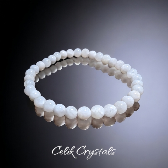 Celik Crystals Jewelry - Moonstone Bracelet Rare Natural Stones 6mm Healing Bracelet Unisex